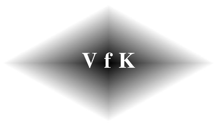 VfK - Mitglied im Verband freier Kfz-Sachverständiger e.V. Stilisiertes Logo mit den Buchstaben "V f K" in einem grauen, diamantförmigen Hintergrund.